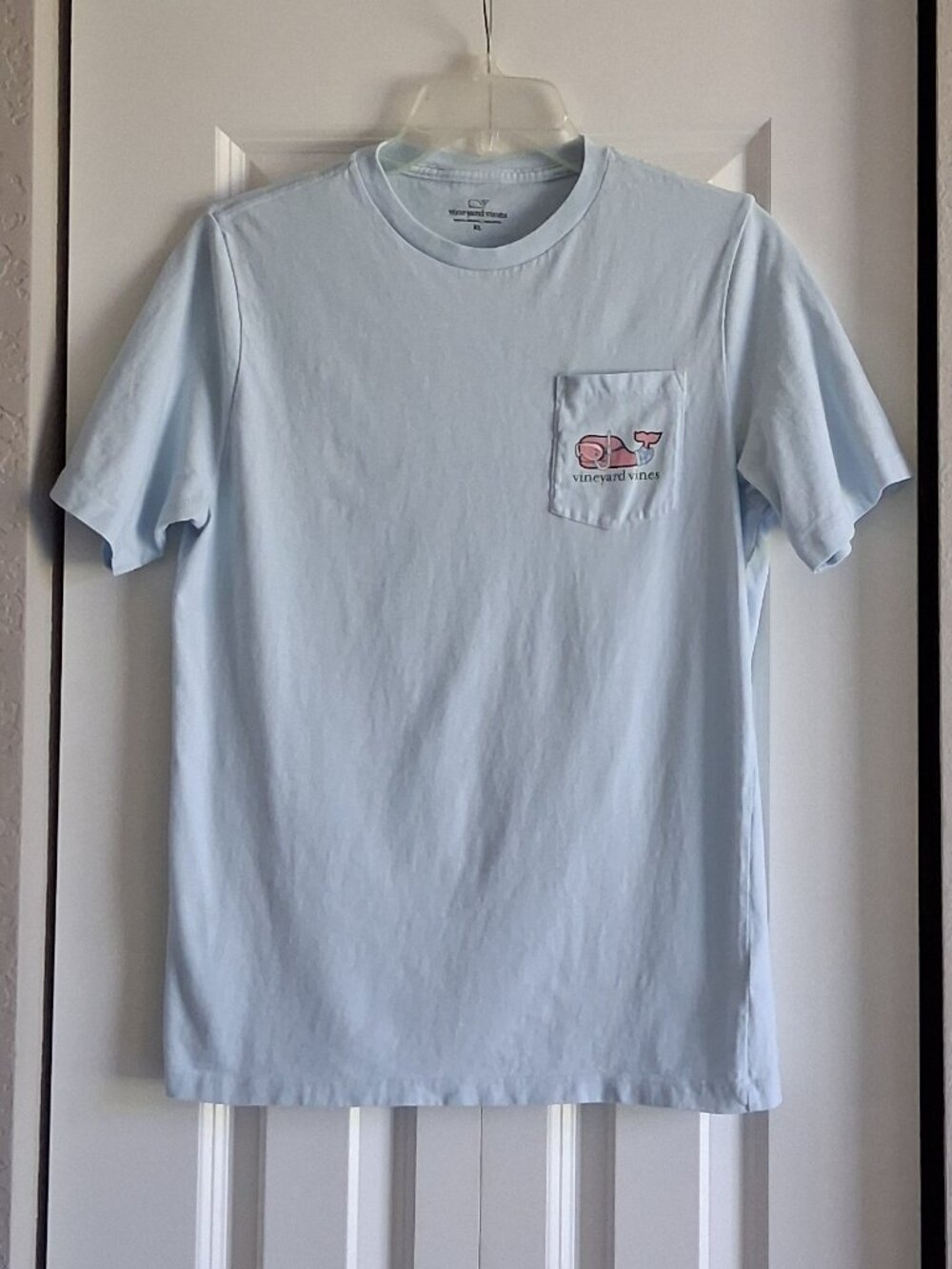 Vineyard Vines Powder Blue Snorkeling Pink Whale Short Sleeve Tee Youth XL
